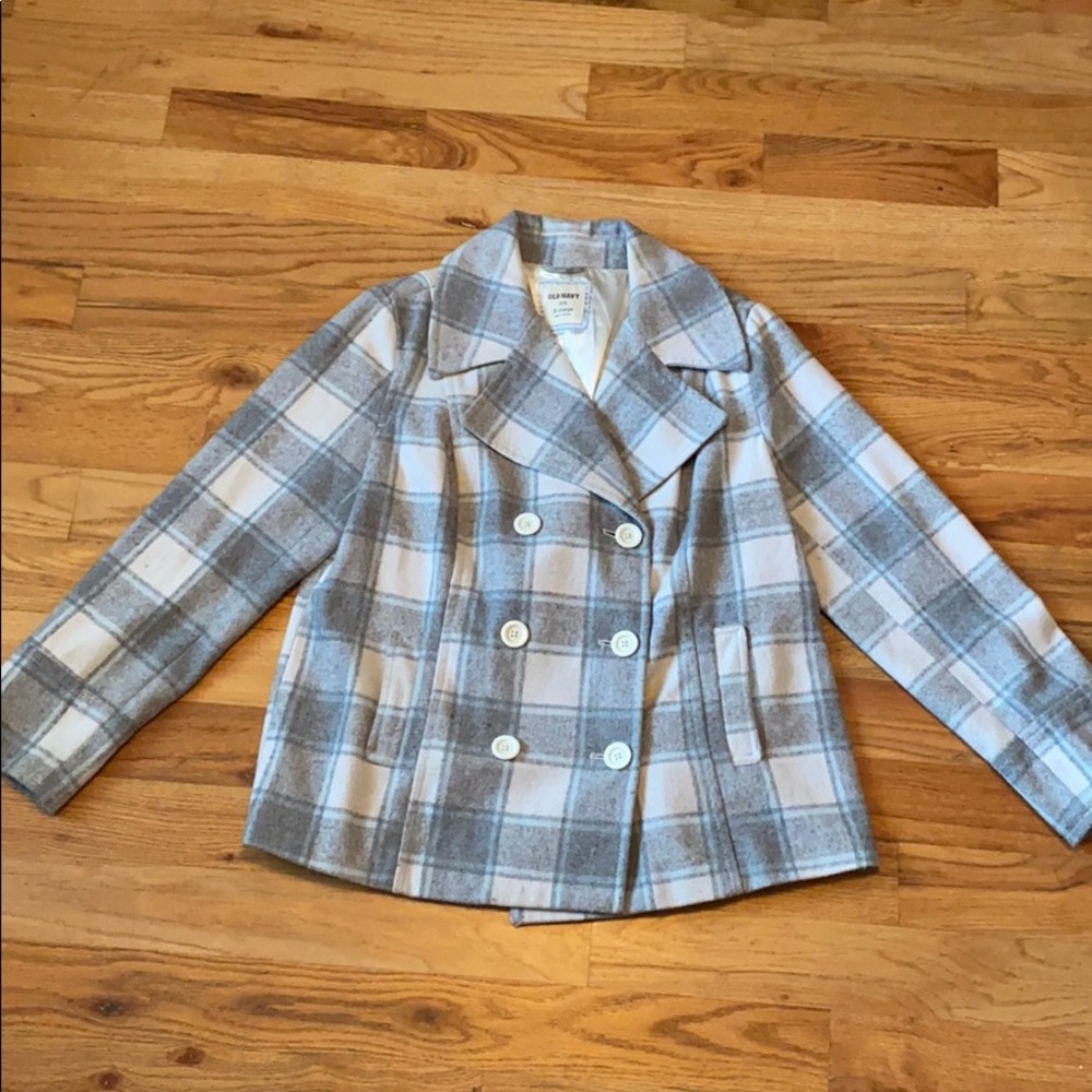 Wool Plaid Pea Coat